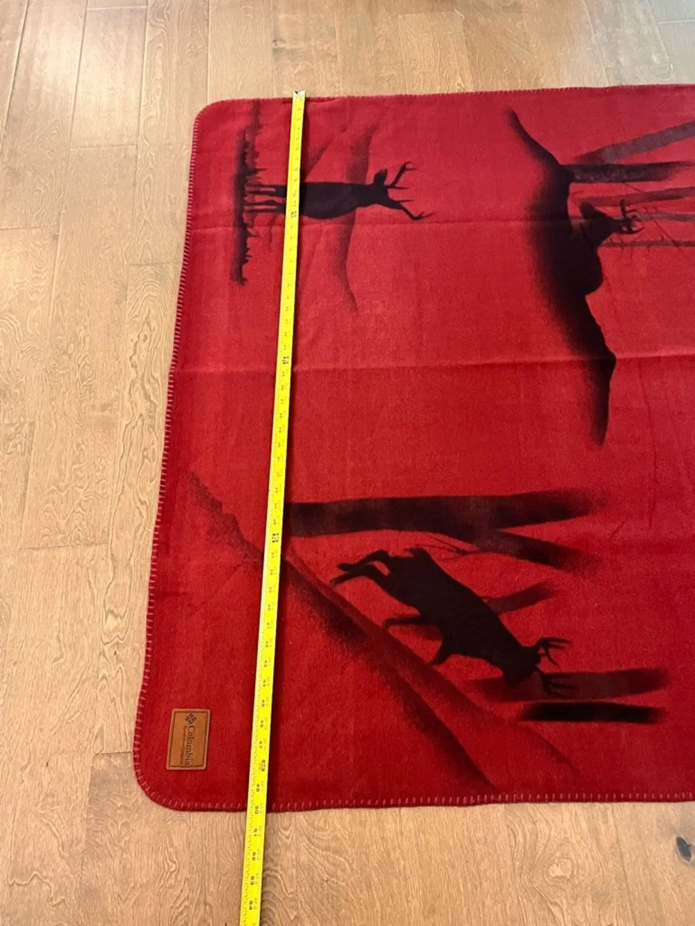 Columbia: Throw / Travel Blanket 59” x 50” Dark Red w/ Outdoor - Wildlife Scenes
